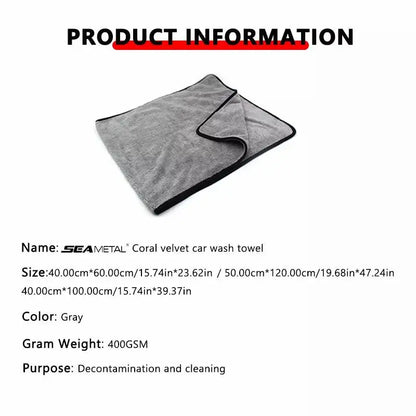 SEAMETAL Multi Sizes Car Microfiber Towel Upgraded Ultra-Soft Auto Drying Cleaning Cloth Super Absorbent Scratch-Free Towels