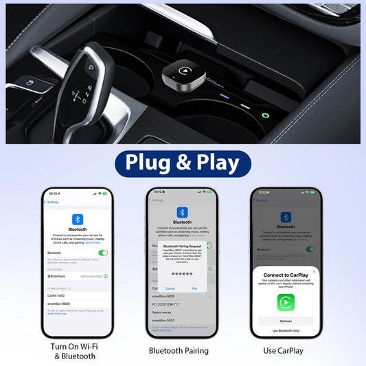 2-in-1 Wireless CarPlay and Android Auto Adapter - Converts Wired to Wireless Connection