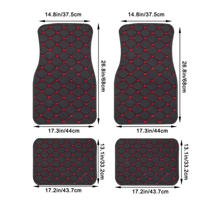 4-Piece Universal PU Leather Car Floor Mats - Waterproof Front & Rear Protection Set