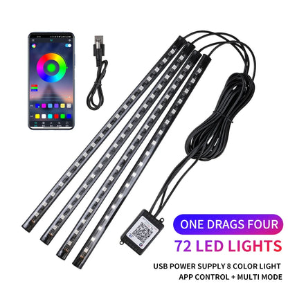 RGB LED Car Interior Strip Lights - Music Control Ambient Lighting Kit with Remote & App