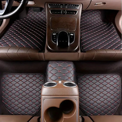 5-Piece Universal PU Leather Car Floor Mats - Premium All-Season Protection