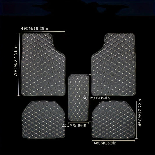 Kcimo 5Pcs Car Floor Mats Universal PU Leather Waterproof Auto Foot Pad Protector Automobile Interior Car Interior Accessories