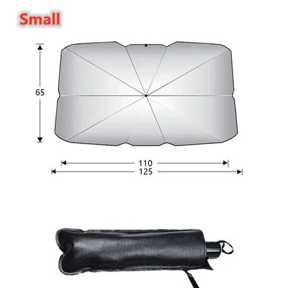 Car Front Window Sun Shade - UV Protection Windshield Sunshade with 10-Rib Structure
