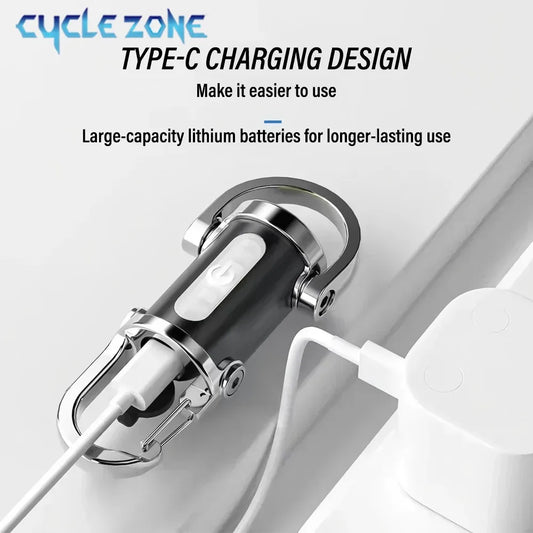 Mini LED Keychain Light - 6-Mode Multifunctional Pocket Work Light with Type-C Charging