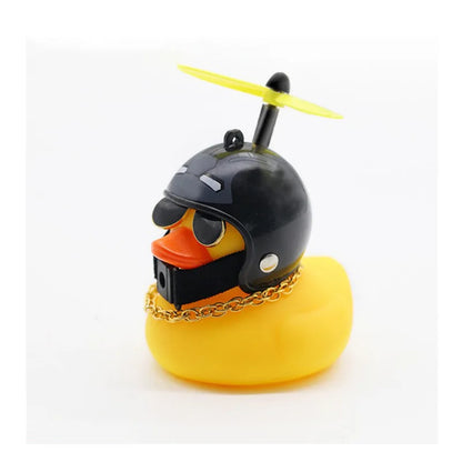 Rubber Duck Car Dashboard Ornament with Propeller Helmet - Cute Auto Decoration