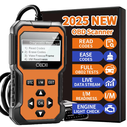 2025 OBD2 Scanner - Advanced Car Diagnostic Tool with Live Data Stream