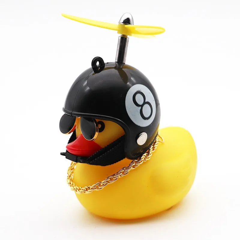 Rubber Duck Car Dashboard Ornament with Propeller Helmet - Cute Auto Decoration