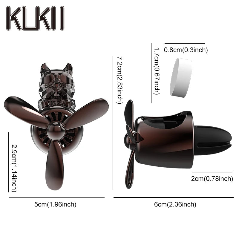 KLKLI Pilot Bulldog Car Air Freshener - DIY Perfume Propeller Vent Diffuser