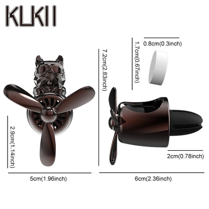 KLKLI Pilot Bulldog Car Air Freshener - DIY Perfume Propeller Vent Diffuser
