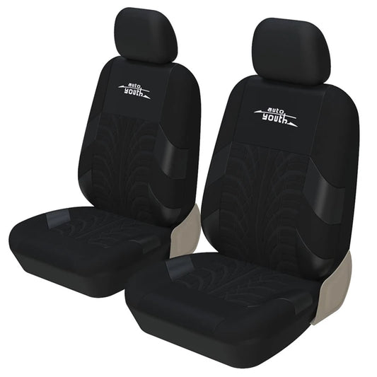 2-Piece Universal Car Seat Covers - Tire Trace Design with Foam Padding