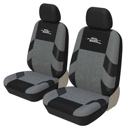 2-Piece Universal Car Seat Covers - Tire Trace Design with Foam Padding