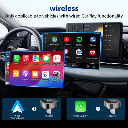 2-in-1 Wireless CarPlay and Android Auto Adapter - Converts Wired to Wireless Connection