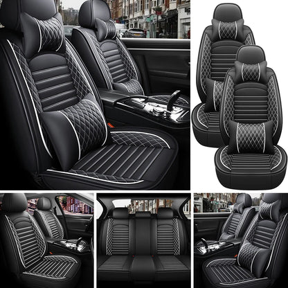 5-Seat Complete PU Leather Car Seat Cover Set - Full Interior Protection Kit