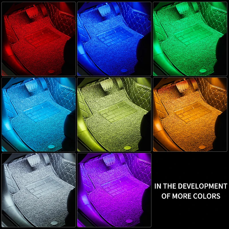 RGB LED Car Interior Strip Lights - Music Control Ambient Lighting Kit with Remote & App