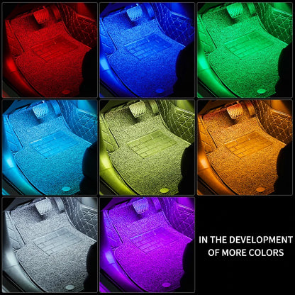 RGB LED Car Interior Strip Lights - Music Control Ambient Lighting Kit with Remote & App