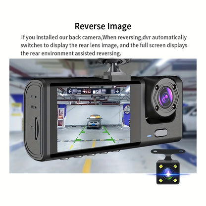 3-Camera Dash Cam System - 1080P HD with IR Night Vision & 2" IPS Screen