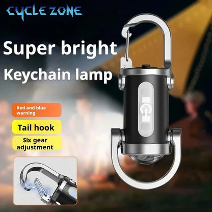 Mini LED Keychain Light - 6-Mode Multifunctional Pocket Work Light with Type-C Charging