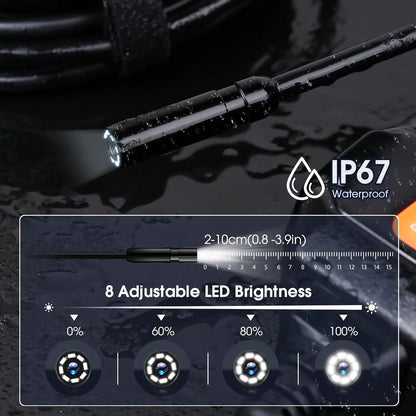 Industrial Endoscope Camera - 4.3" IPS Screen 1080P HD with 8 LED Lights & IP67 Waterproof