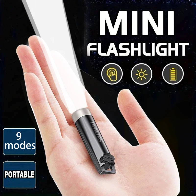PHILIPS 2025 Super Bright EDC Flashlight - Rechargeable Mini Keychain Light