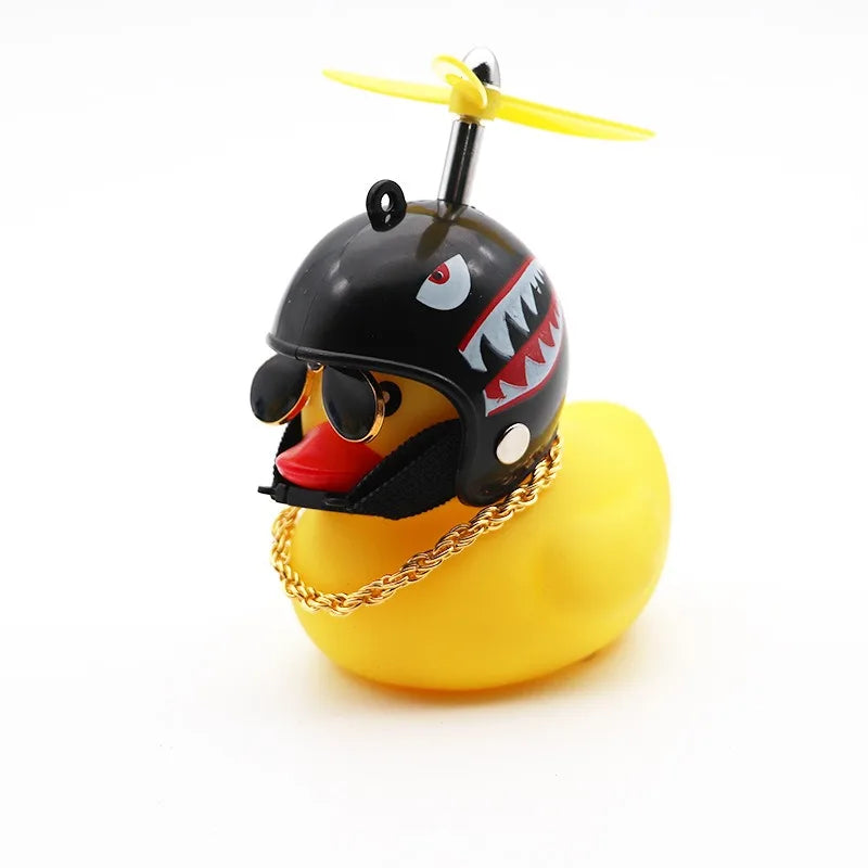 Rubber Duck Car Dashboard Ornament with Propeller Helmet - Cute Auto Decoration