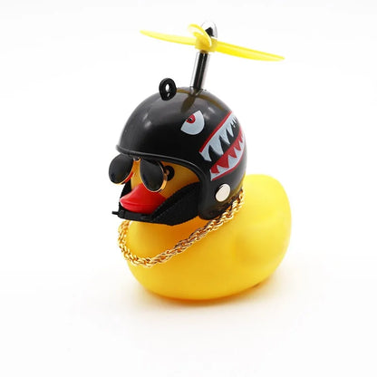 Rubber Duck Car Dashboard Ornament with Propeller Helmet - Cute Auto Decoration