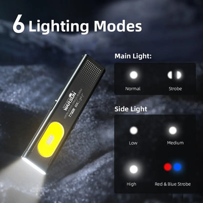 Warsun T7 LED Keychain Flashlight - 600Lm USB-C Rechargeable with Magnetic Base