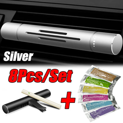 8-Piece Car Air Vent Perfume Diffuser Set - Premium Aluminum Alloy Air Freshener