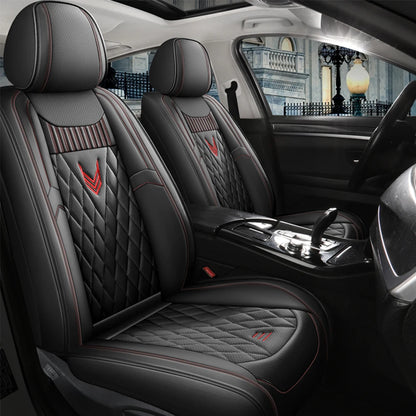 Leather Car Seat Covers Full Set - Universal PU Leather Auto Interior Protection