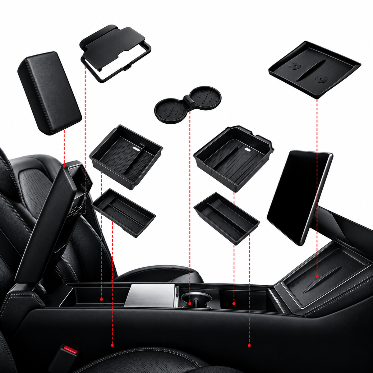 Ensemble d’organisateurs pour console de Model Y, 7 pièces