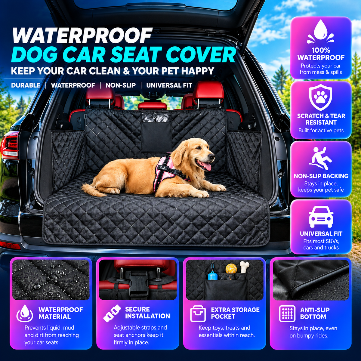 Quilted SUV Cargo Liner for Dogs