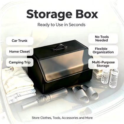 Collapsible PU Leather Trunk Organizer