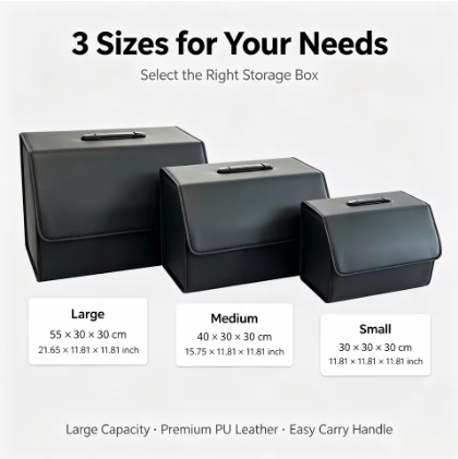 Collapsible PU Leather Trunk Organizer