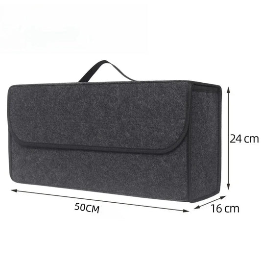 Large Car Trunk Organizer - Anti-Slip Felt Storage Box with Boot Compartment
