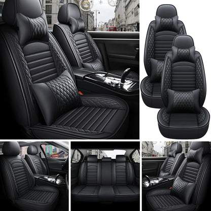 5-Seat Complete PU Leather Car Seat Cover Set - Full Interior Protection Kit