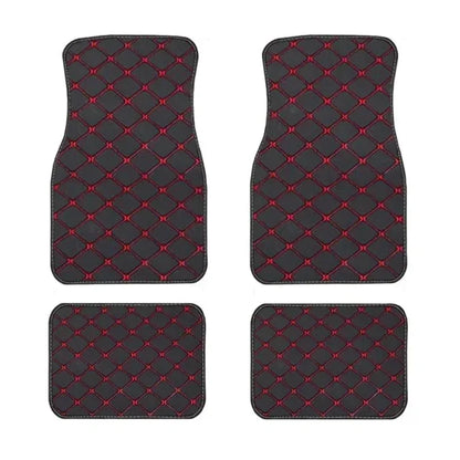 4-Piece Universal PU Leather Car Floor Mats - Waterproof Front & Rear Protection Set