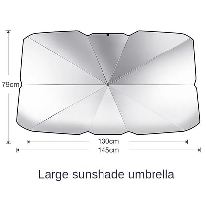 Car Front Window Sun Shade - UV Protection Windshield Sunshade with 10-Rib Structure