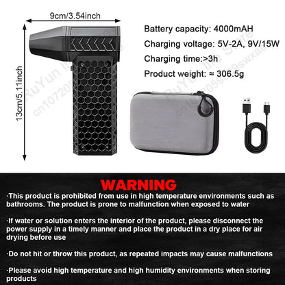 CAER Turbo Jet Fan - 130,000RPM Portable Air Blower with Storage Options