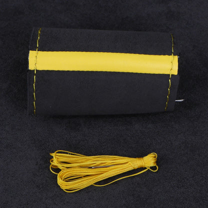 37-38cm Universal Suede Steering Wheel Cover - DIY Hand Sewing Black Leather Braiding