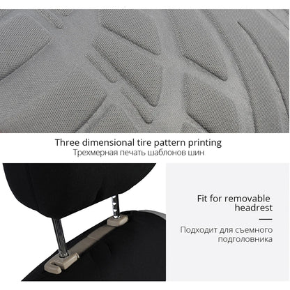2-Piece Universal Car Seat Covers - Tire Trace Design with Foam Padding