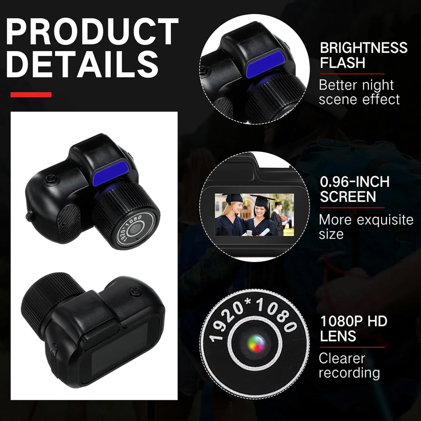 Retro Mini Camera Y3000 - 1080P HD Portable with 0.96" Screen & 8 Filters