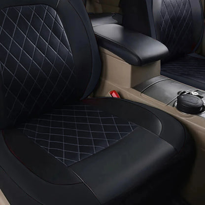 All-Season Quilted PU Leather Car Seat Covers - Full 5-Seat Protection Set
