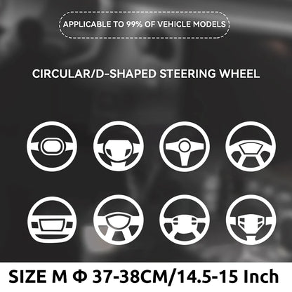 37-38cm Universal Suede Steering Wheel Cover - DIY Hand Sewing Black Leather Braiding
