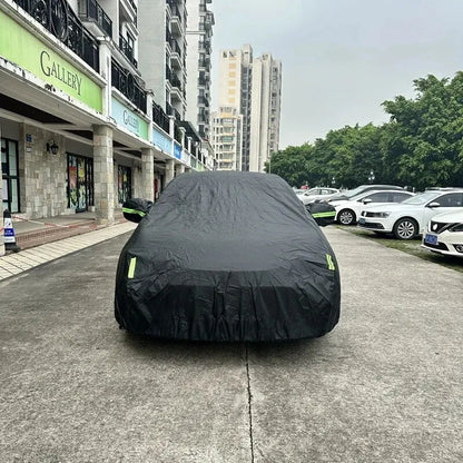 Black Car Cover with Reflective Strips - Universal Full Exterior Protection