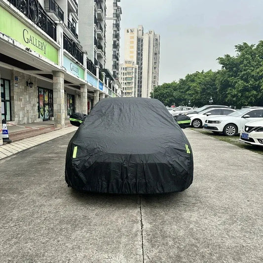 Black Car Cover with Reflective Strips - Universal Full Exterior Protection