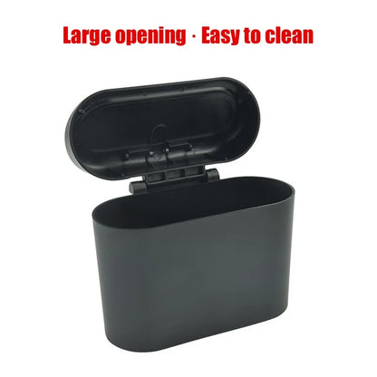 Hanging Car Trash Can with Lid - Waterproof Dustproof Storage Box