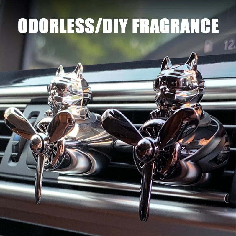 KLKLI Pilot Bulldog Car Air Freshener - DIY Perfume Propeller Vent Diffuser