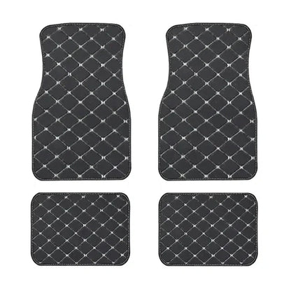 4-Piece Universal PU Leather Car Floor Mats - Waterproof Front & Rear Protection Set