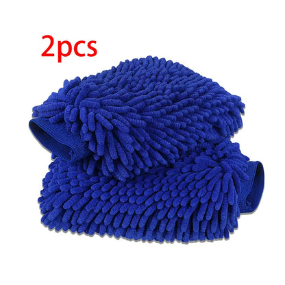 Chenille Car Wash Gloves - Ultra-Soft Microfiber Cleaning Mitts (1-2 Piece Set)
