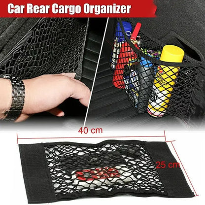 Car Storage Net Organizer - Universal Vehicle Cargo Mesh with Velcro Installation