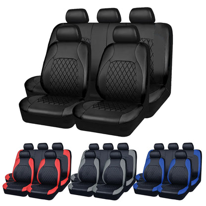 All-Season Quilted PU Leather Car Seat Covers - Full 5-Seat Protection Set